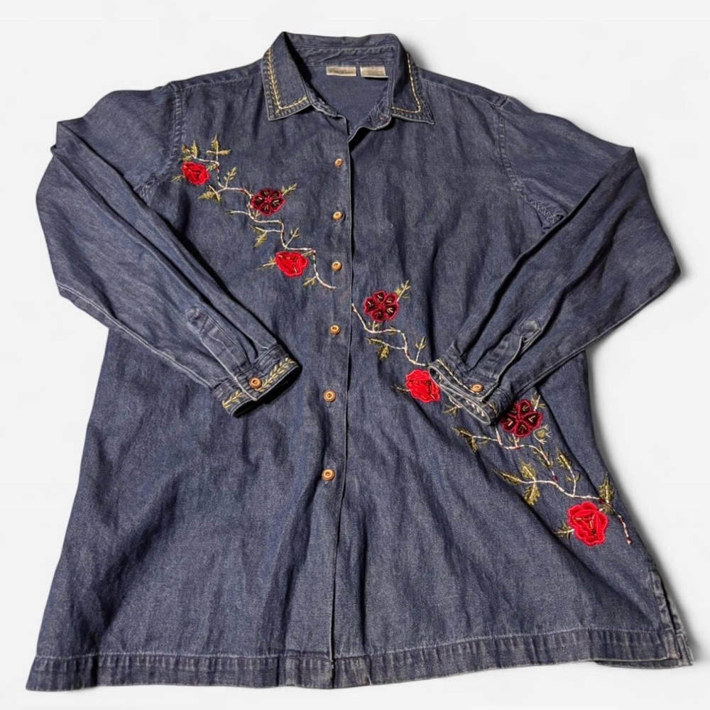 Bobbie Brooks Embroidered Denim Shirt